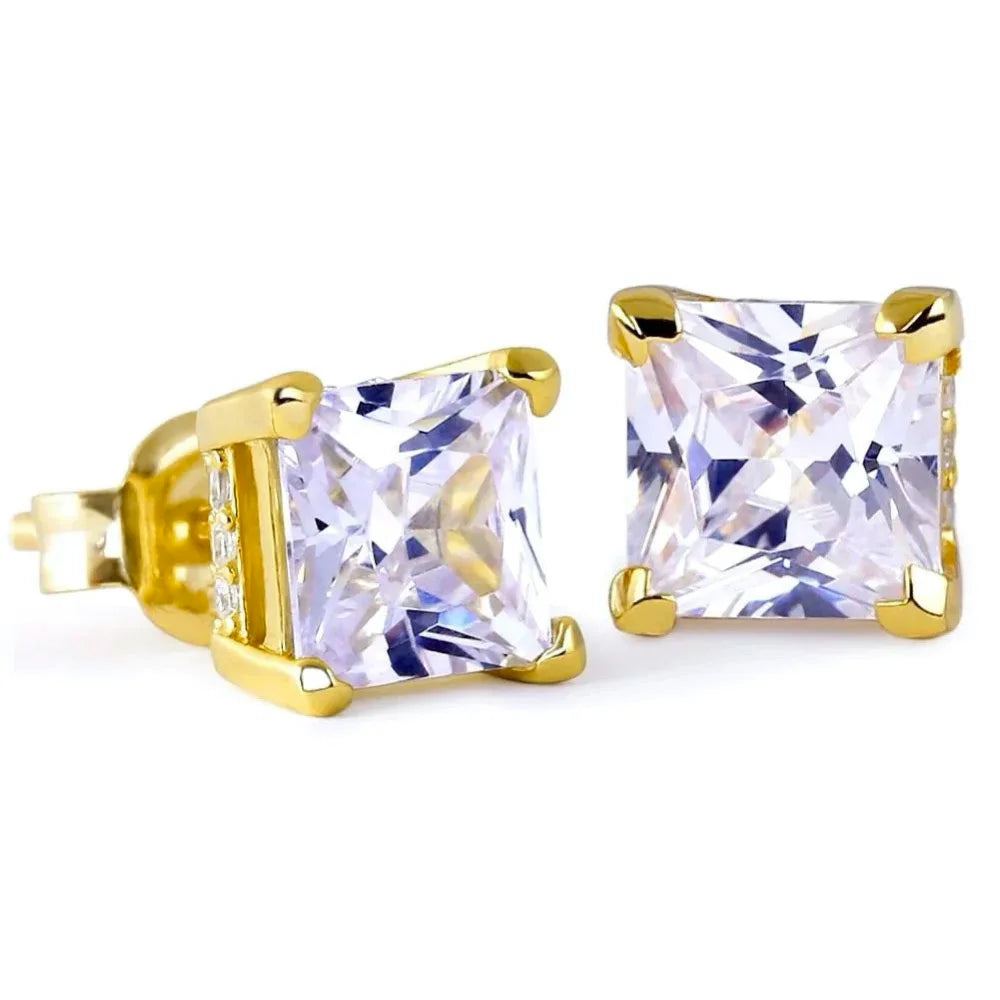 Gothic Iced Out Square CZ Stud Earrings Colorful
