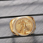 Okla2026 New Creative American Gold Glory 925 Silver Plated 18k Gold Saint Gordon Double Eagle Gold Coin Ring