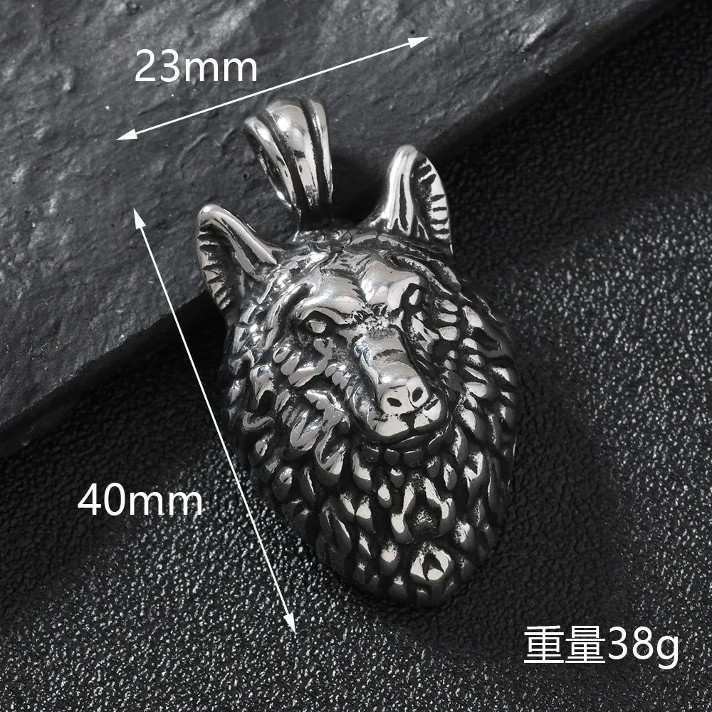 Wolf Viking Steel Pendant 316L Head Punk