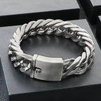Matte Brushed Stainless Steel Men's Bracelets Black Gold Color 18MM Wide Cuban Link Chain Bracelet for Men Engraved