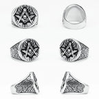 Masonic Skull Ring 316L Stainless Steel Men Eye of Truth Freemasonry Rock for Rider Male Boyfriend Jewelry Best Gift