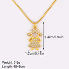 New Fashion Pave Shiny Crystal Zircon Girls Boys Son Daughter Pendant Necklace For Female Male Chain Link Jewelry Accessories