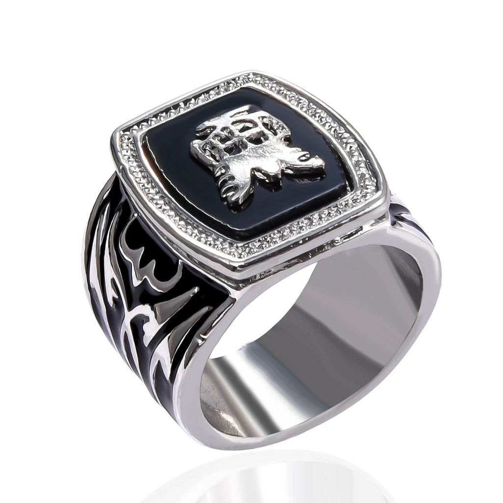 Harong Vampire Personalized Rings Enamel Black Ring for Men Punk Trendy Jewelry Party Quality Ring Gift