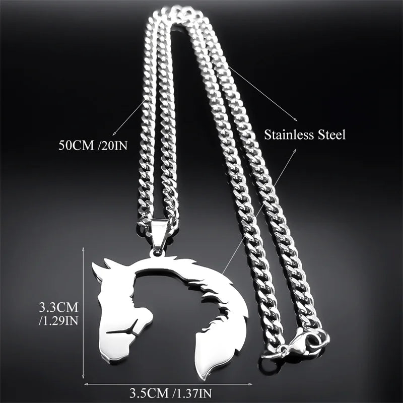 Horse Steel Pendant Silhouette Hollow Horsehead