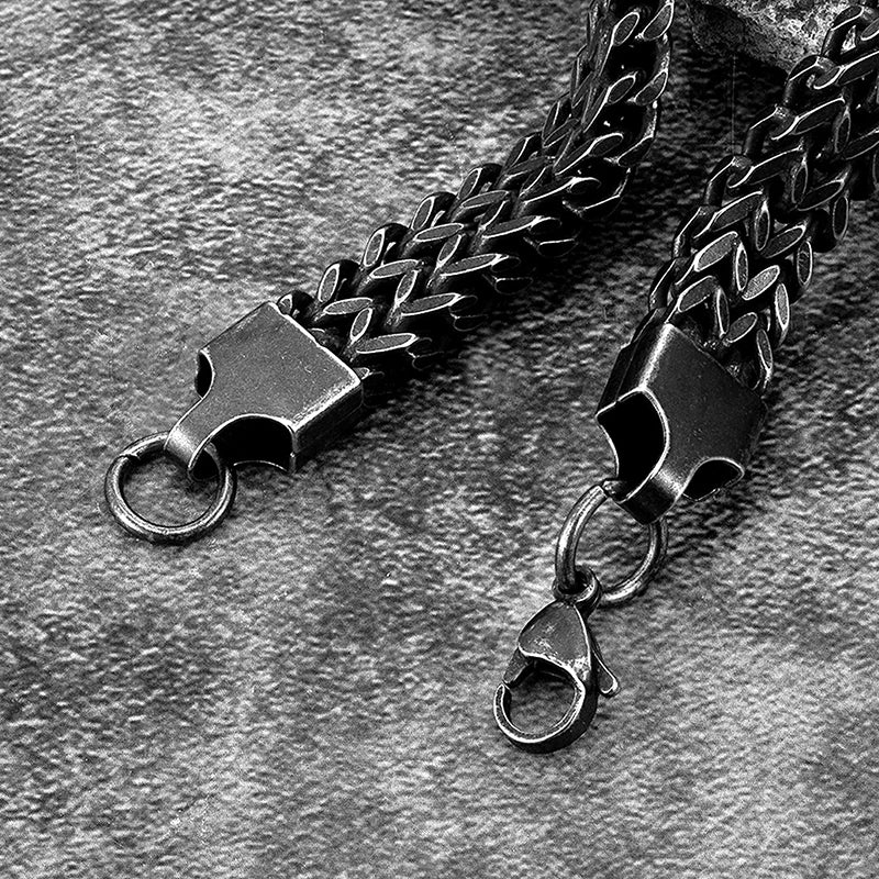 Black Reversible Double Chain Bracelet — Stainless Steel