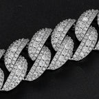 12mm 15mm 18mm Hip Hop 5A+ CZ Stone Pave Bling Ice Out Solid Bubble Round Cuban Miami Link Chain Necklace for Men