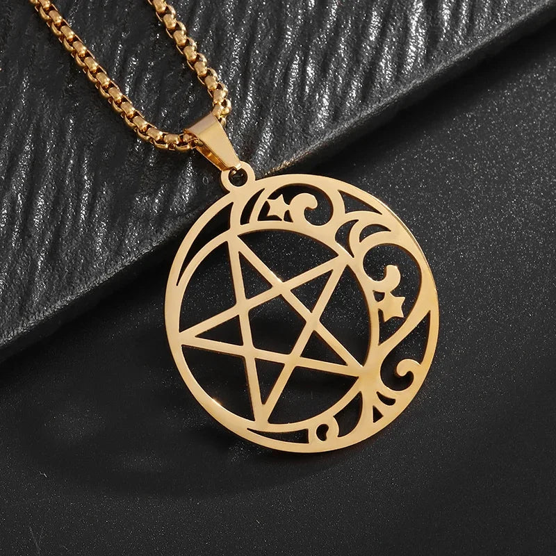 Stainless Steel Trinity Celtic Knot Nordic Rune Pendant Necklace Retro Ethnic Style Irish Knot Lucky Amulet Jewelry for Men