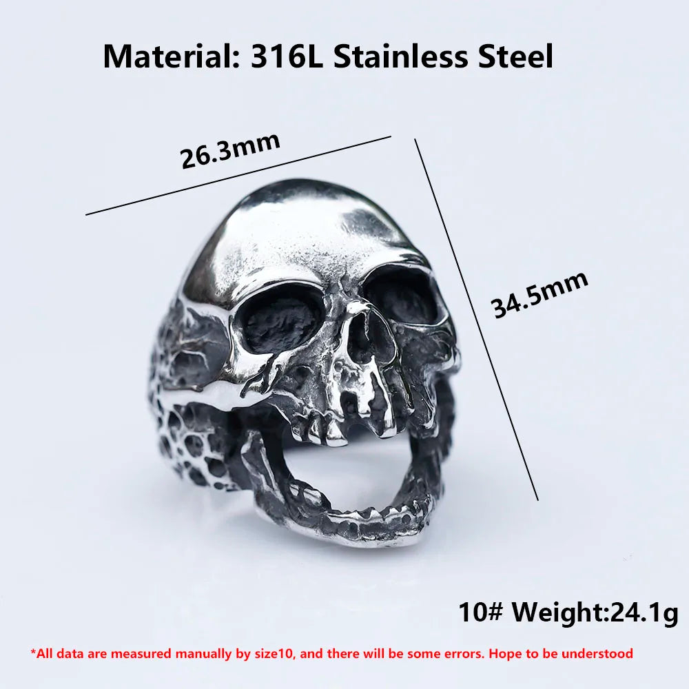 Large Skull Ring — Stainless Statement Gothic