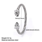My Shape Viking Animal Cuff Bangles for Men Punk Wolf Lion Leopard Skeleton Stainless Steel Bracelet Nordic Vintage