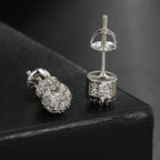 Two-Tone Iced Out Stud Earrings CZ