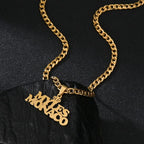 Customized Names Pendant Necklace Stainless Steel Personalized Jewelry Cuban Thick Chain for Men Women Detachable Necklace Gift