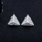 Iced Out Triangle Stud Earrings — 925 Silver