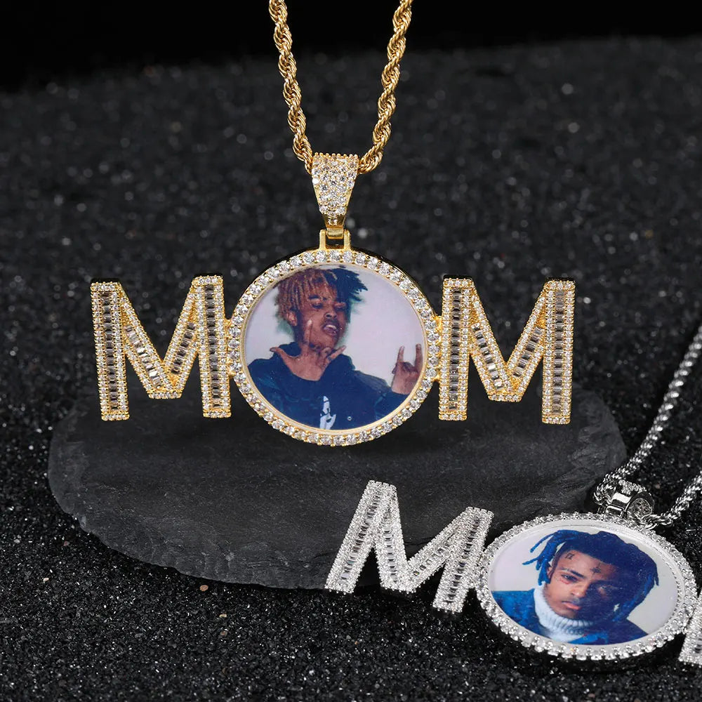 Iced Out Photo Pendant Necklace Memory