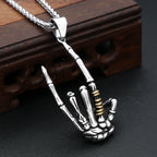 Skull Rock Hand Pendant — Stainless Steel