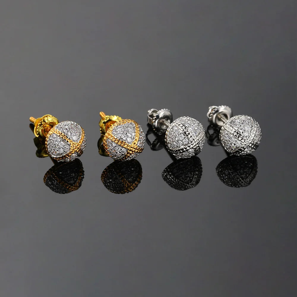 Hemispherical Style Chunky Cross Iced Out CZ Stud Earrings for Men Women Hip Hop Rock Piercing Ear Earings Punk Jewelry