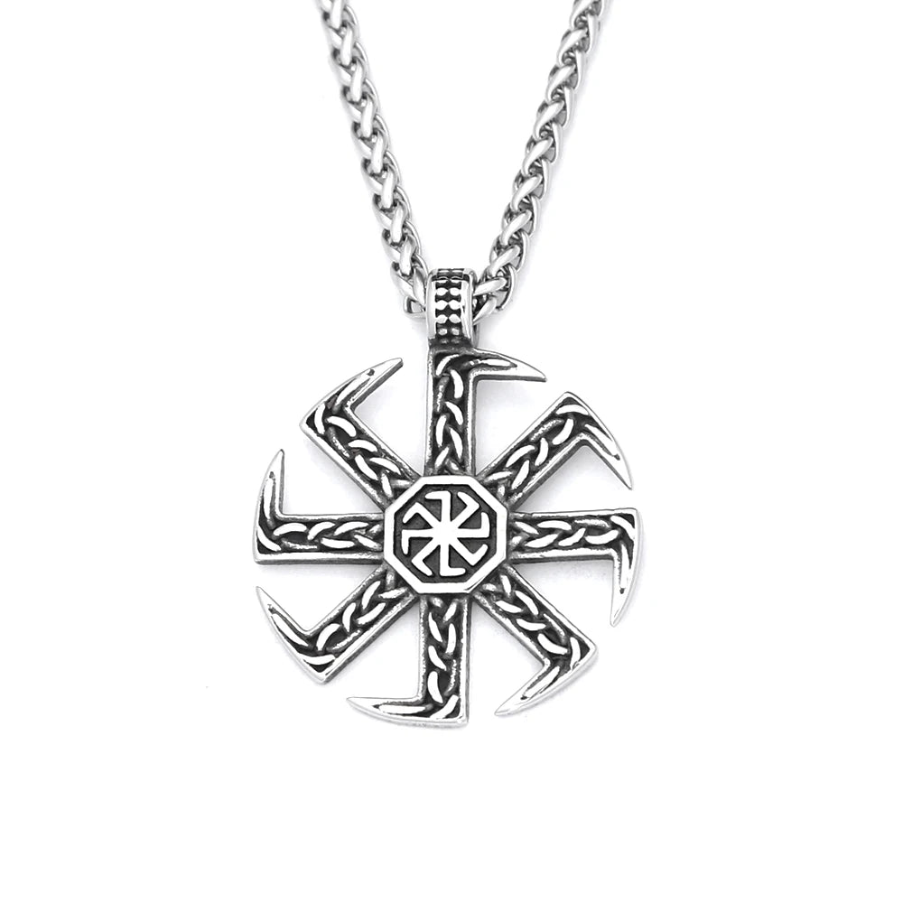 Slavic Kolovrat Sun Wheel Pendant — SS