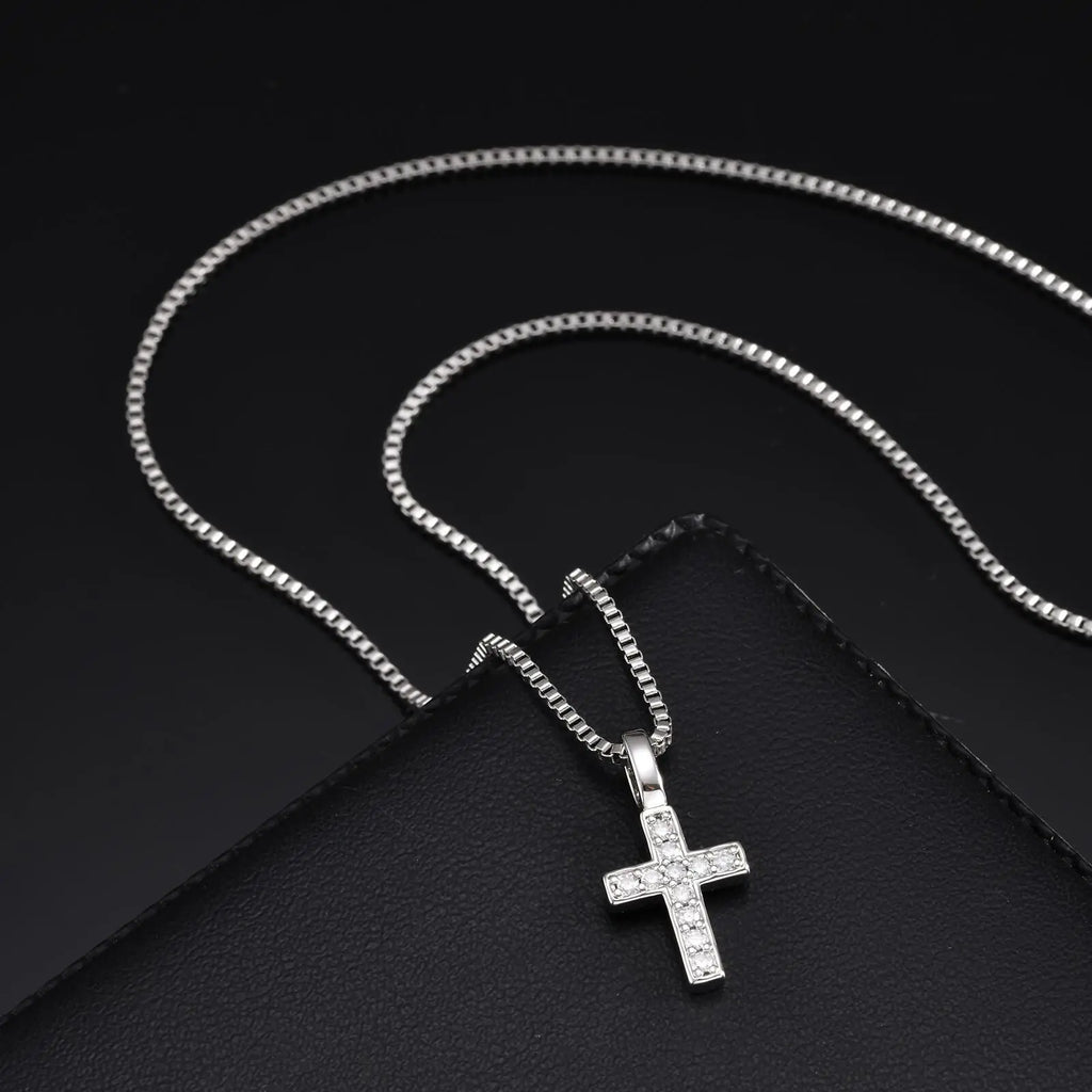 Cross Box Chain Pendant Necklace — Stainless Steel