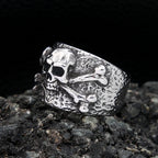 Punk Vintage Stainless Steel Crossbones Pirate Skull Ring For Men Boys Biker Hip Hop High Quality Fashion Jewelry Gift