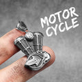 Motorcycle Engine Pendant — Stainless Steel