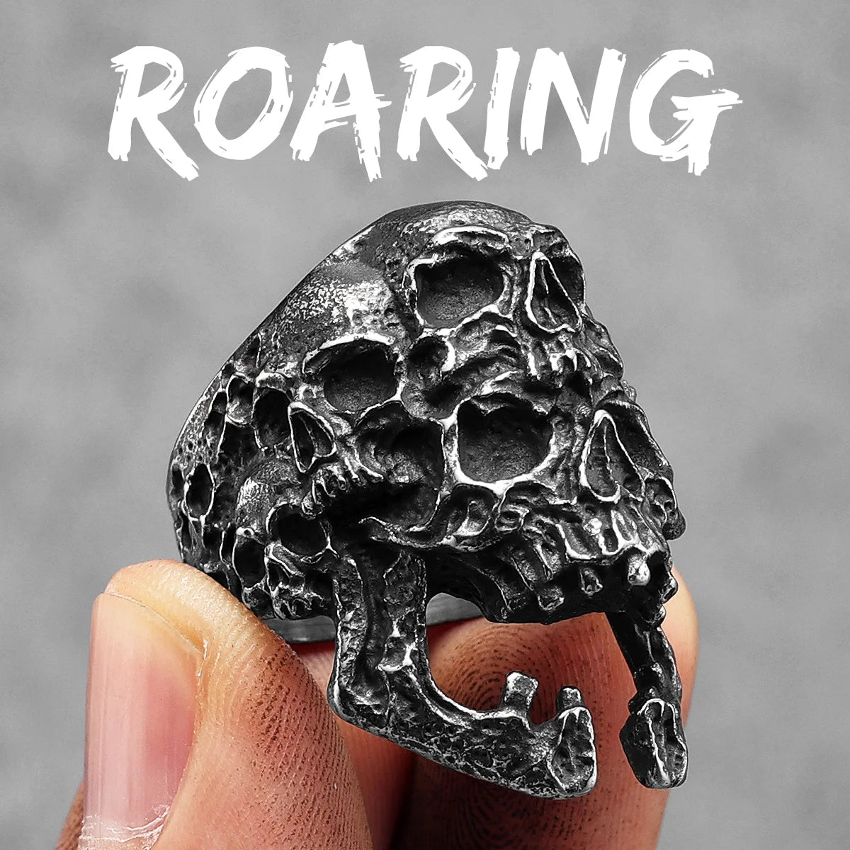 Multi Skull Ring Black — Stainless Steel