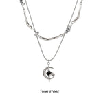Titanium Steel Double-layer Moon Star Necklace Luxury Clavicle Chain Hip Hop Non Fading Couple Jewelry New Unisex  Punk Gift