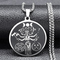 Witch Triple Moon Goddess Hecate Necklace for Women Men Stainless Steel Greek Mythology Chain Necklace Jewelry collier