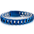 316l Stainless Steel Cuban Chain Men's Necklaces Bracelet for Man Blue Rainbow Nickel-Free Hypoallergenic Jewelry Gift