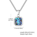 Fashion High Quality Natural Stone Square Pendant Stainless Steel Long Chain Necklace Trendy Simple Popular Jewelry for Men Gift