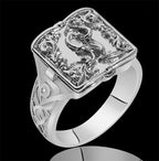 Dragon, Lion & Skull Flip-Top Signet Ring — Two-Tone