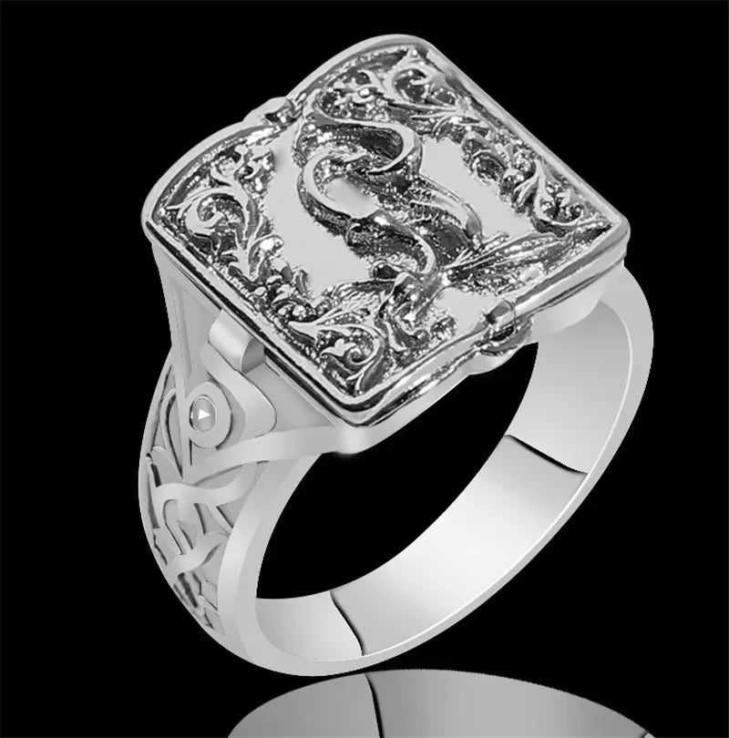 Dragon, Lion & Skull Flip-Top Signet Ring — Two-Tone