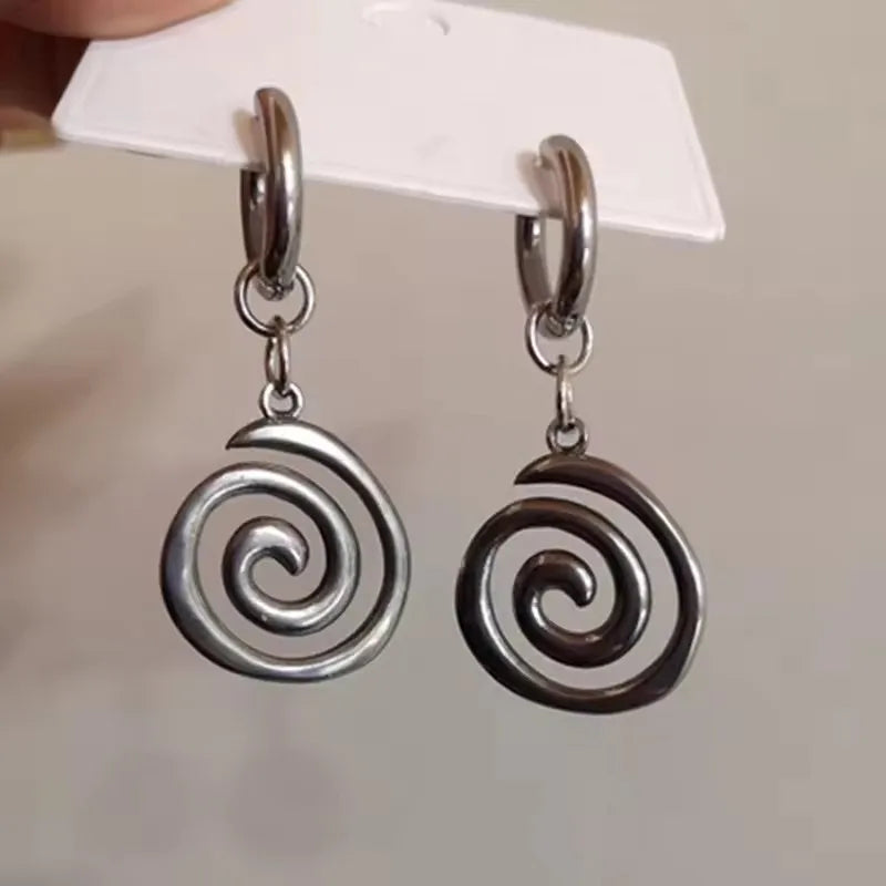 Swirl Hoop Earrings — Stainless Steel