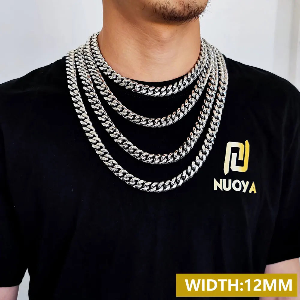 Stainless Steel Cuban Chain Necklace Miami 8/10/12MM