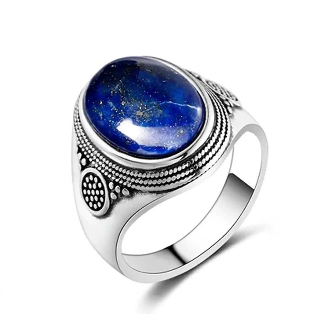 Vintage 925 Sterling Silver Ring Natural Moonstone Ring 10*14mm Oval Large Stone Retro Fine Jewelry Gift For Men