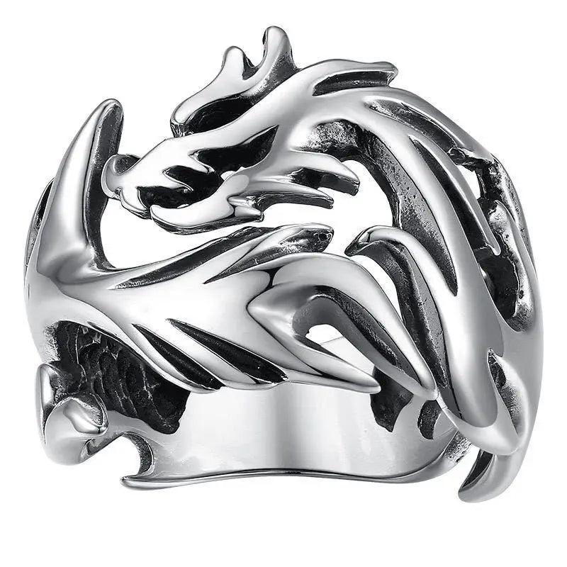 Dragon Steel Ring Korean Style Patterned