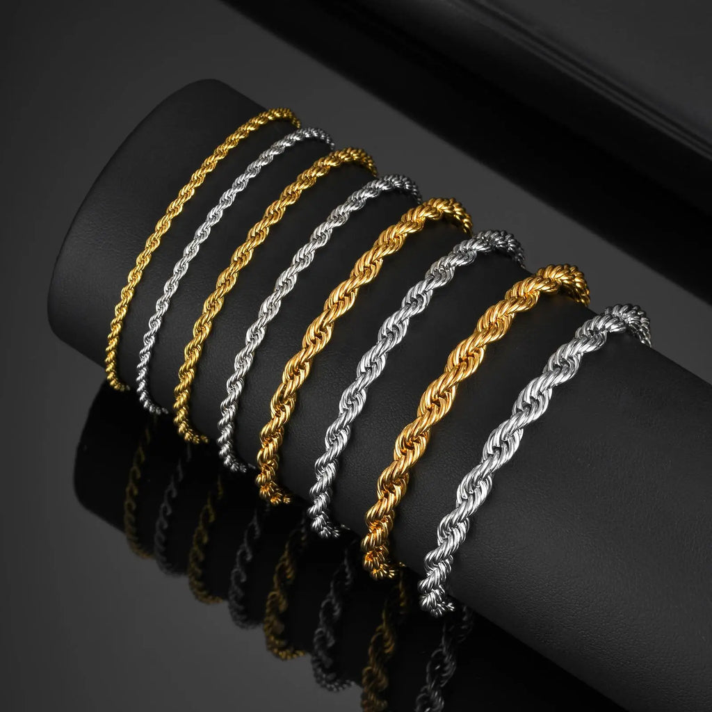 Gold Rope Chain Bracelet 5mm — Stainless Steel