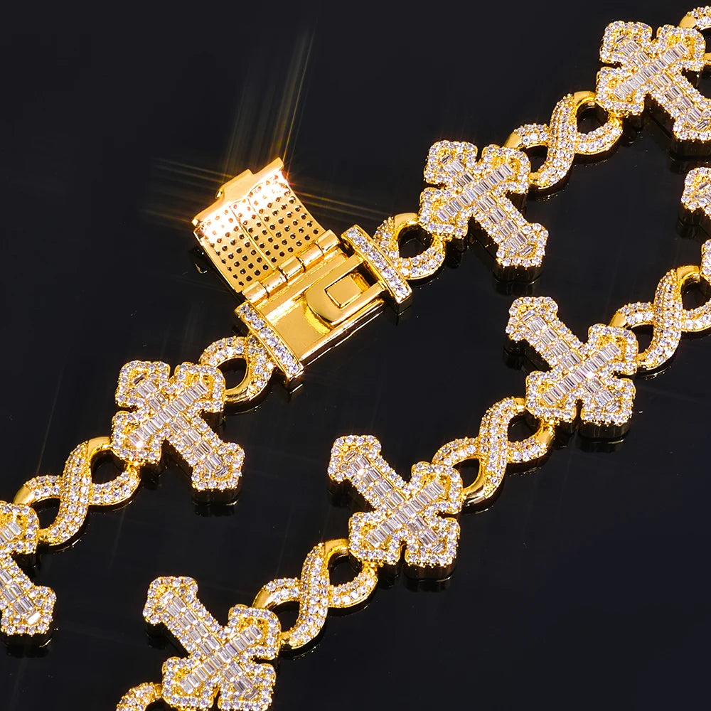Iced Out Cross Cuban Chain Necklace Infinity CZ