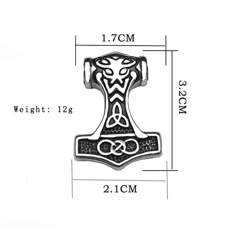 Viking Thor Hammer Pendant Necklace For Men Fashion Gold/Silver Color Stainless Steel Necklace Viking Amulet Jewelry Never Fade