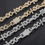 Iced Out Cross Cuban Chain Necklace 16MM