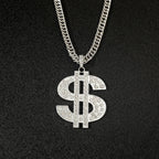 Rapper Dollar Sign Pendant Necklace with Long Chain