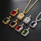 Iced Out Rope Pendant Necklace Stainless Steel