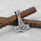 Norse Vikings Thor's Hammer Mjolnir Rune Amulet Necklace Stainless Steel Chain Vegvisir Anchor Pendant Male Jewelry