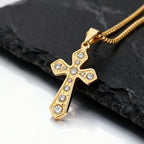 Iced Out Zircon Cross Pendant — Stainless