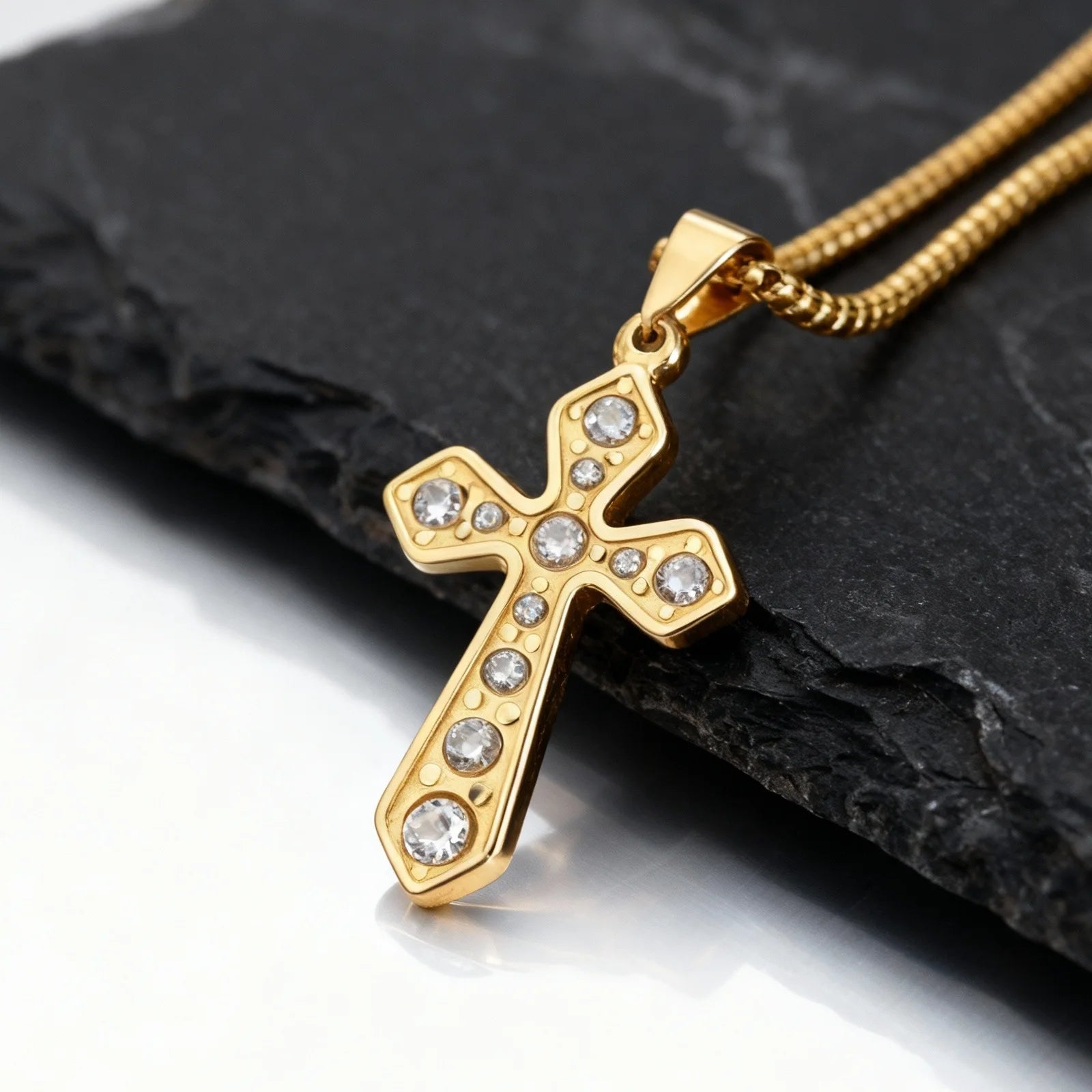 Iced Out Zircon Cross Pendant — Stainless