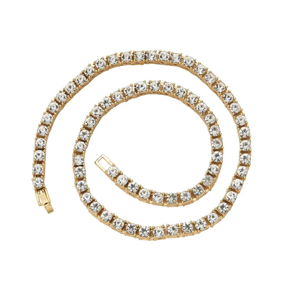Iced Out Tennis Chain Necklace 4mm — Zinc Alloy