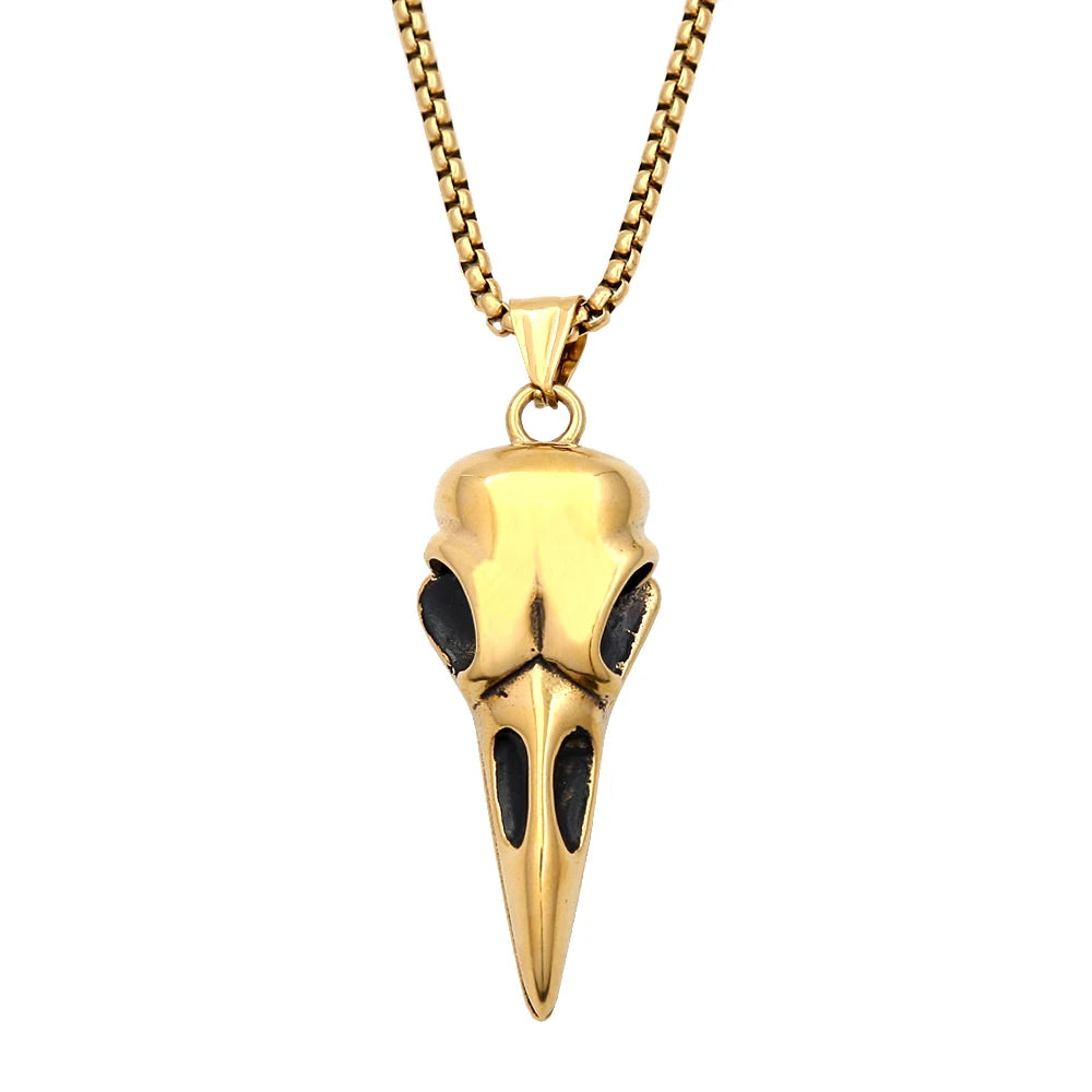 Crow Skull Pendant Necklace — Stainless Steel