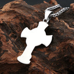 Archangel Wing Cross Stainless Steel Pendant Necklace