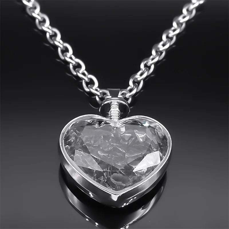 Gothic Heart Silver Pendant Punk Crystal Y2k Nzzz369-1