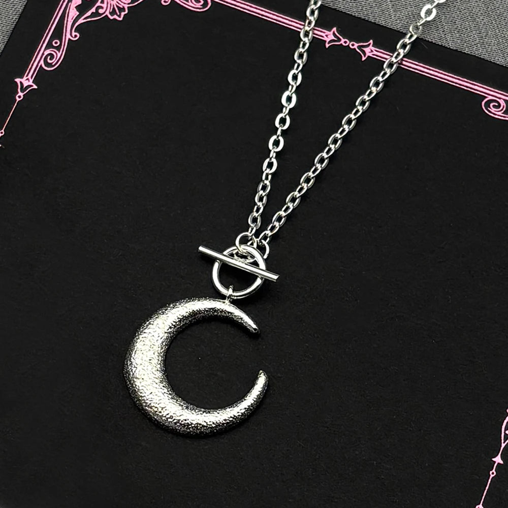 Moon Silver Pendant Sterling Crescent Toggle Choker