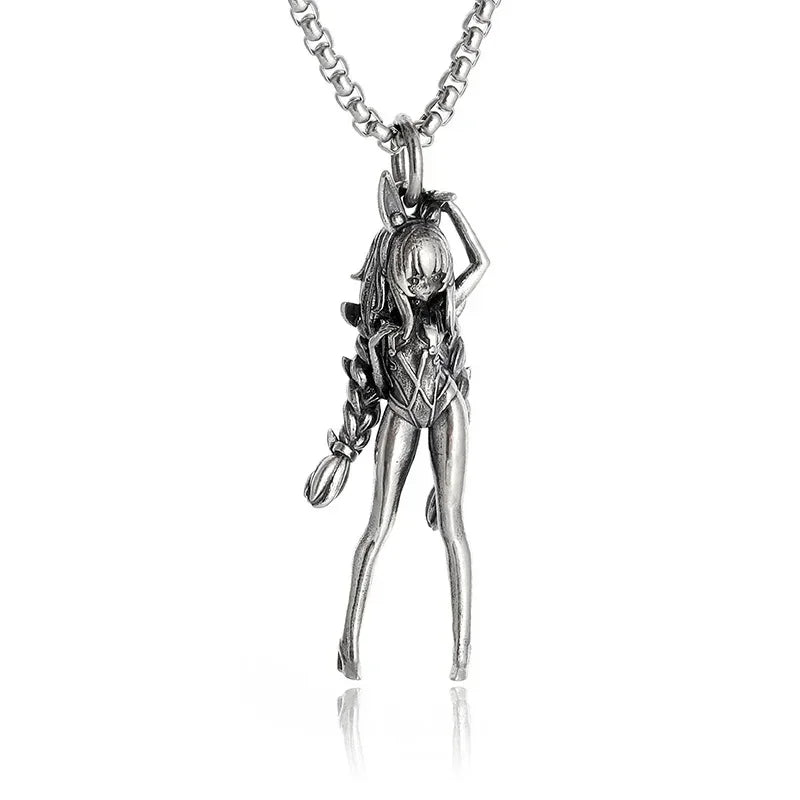 Cat Wings Animal Pendant Necklace — Silver