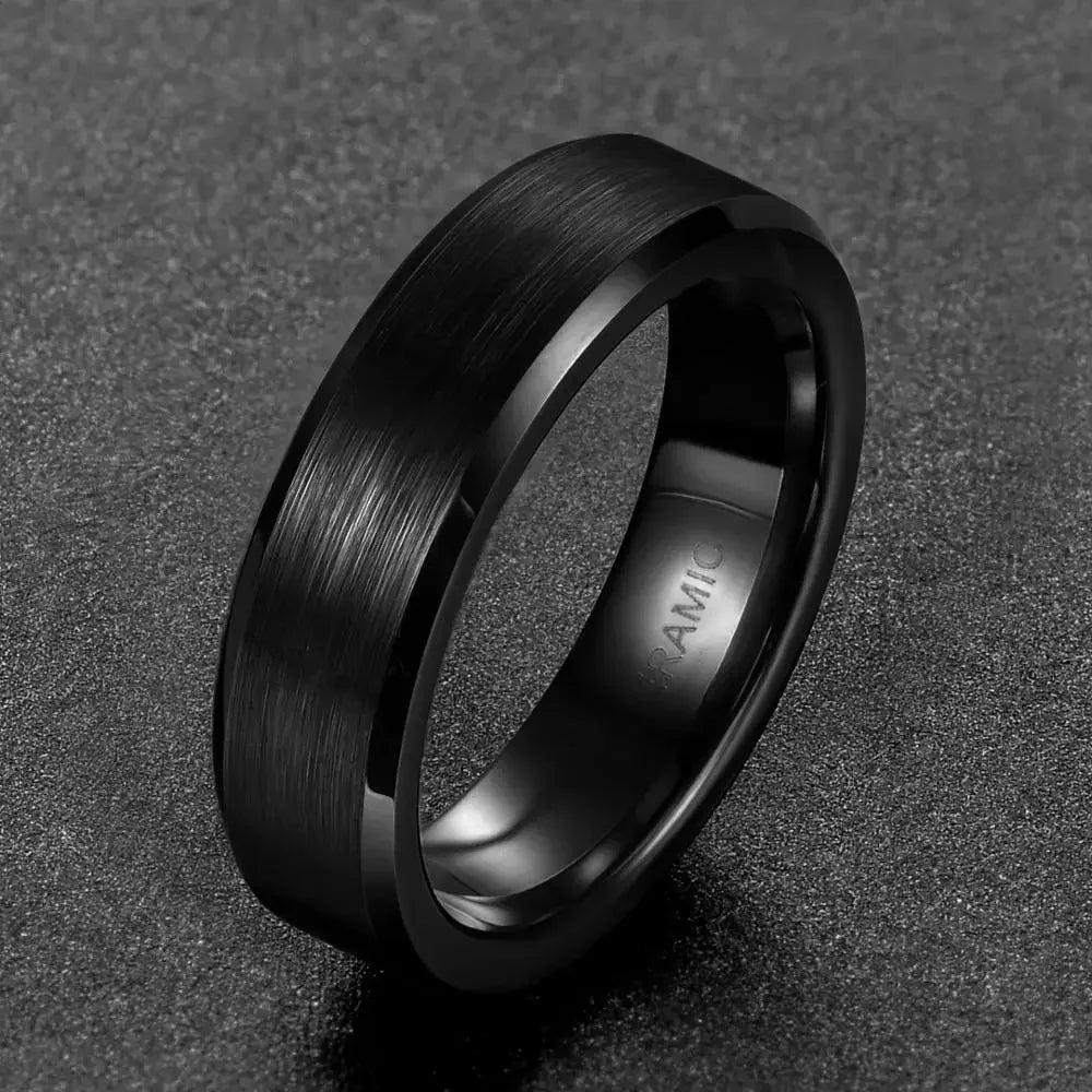 Kolmnsta 4/6/8mm Black Ceramic Ring Men Brushed Comfort Fit Couple Wedding Band Engagement Rings For Men Women Size 4-15 Anel
